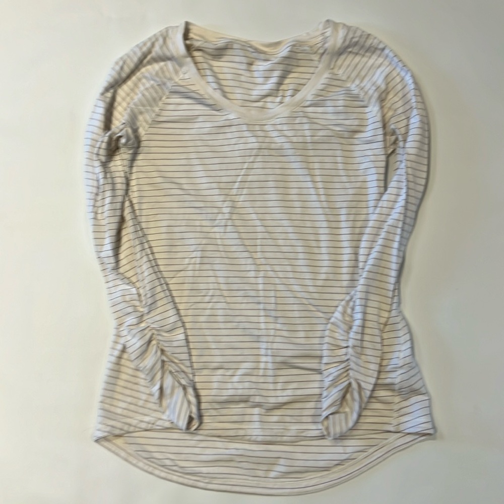 Calia By Carrie Underwood Striped Long Sleeve Shirt With Ruched Sleeves